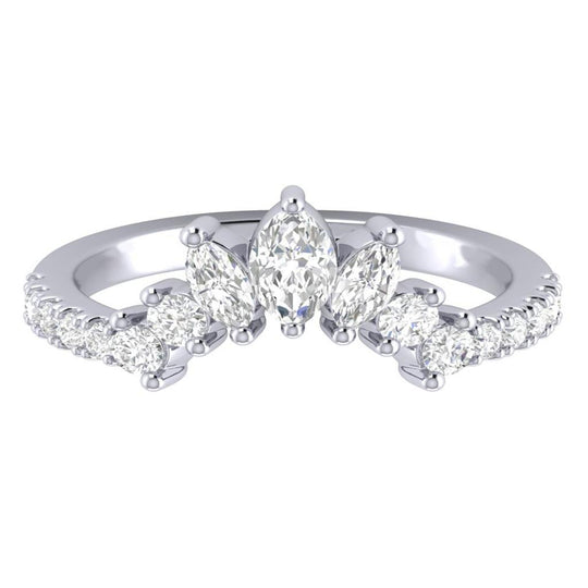 Costar 14K White Gold  Curved Varied Shape Diamond Band R15123WB035