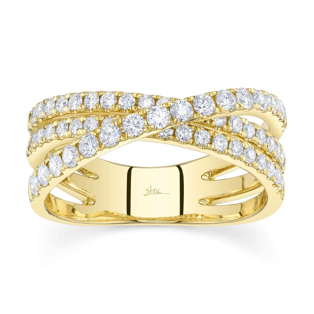 Shy Creation 14K Yellow Gold Diamond Bridge Ring SC55024862