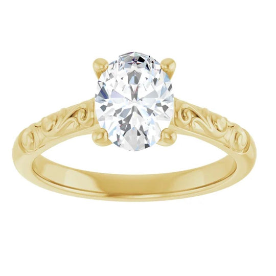 14K Yellow Gold Oval Solitaire Engagement Ring Mounting 126333