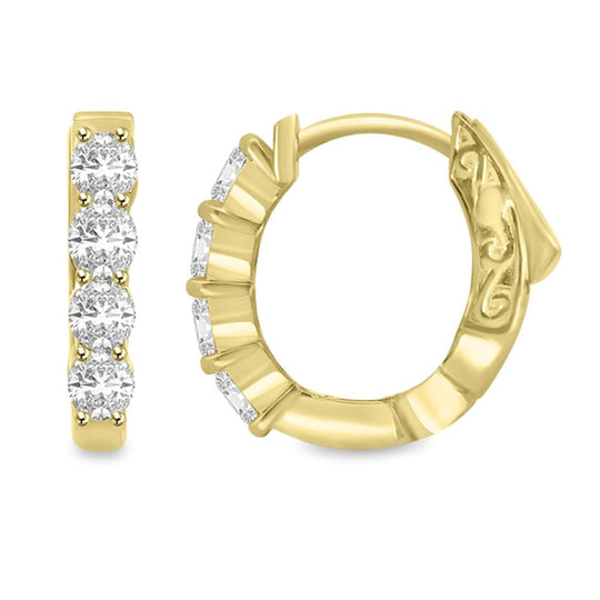 14K Yellow Gold 1ctw Oval Diamond Huggie Earrings EG100XVB08-4Y-EEQ