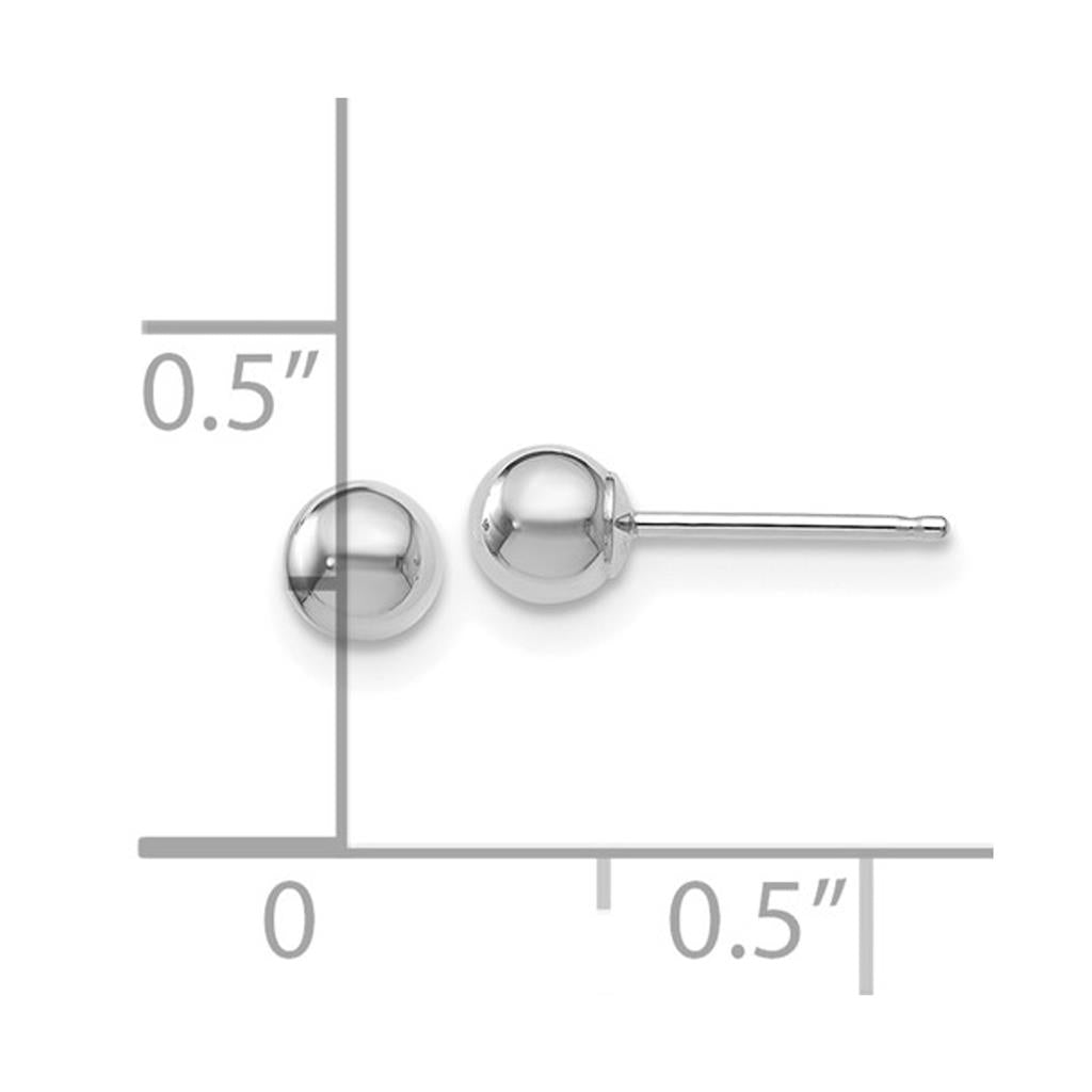 14K White Gold 4mm Ball Stud Earrings 21Z