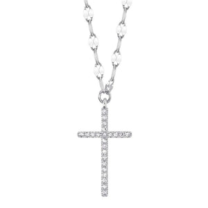 Shy 14KW Diamond Cross Necklace SC55026065