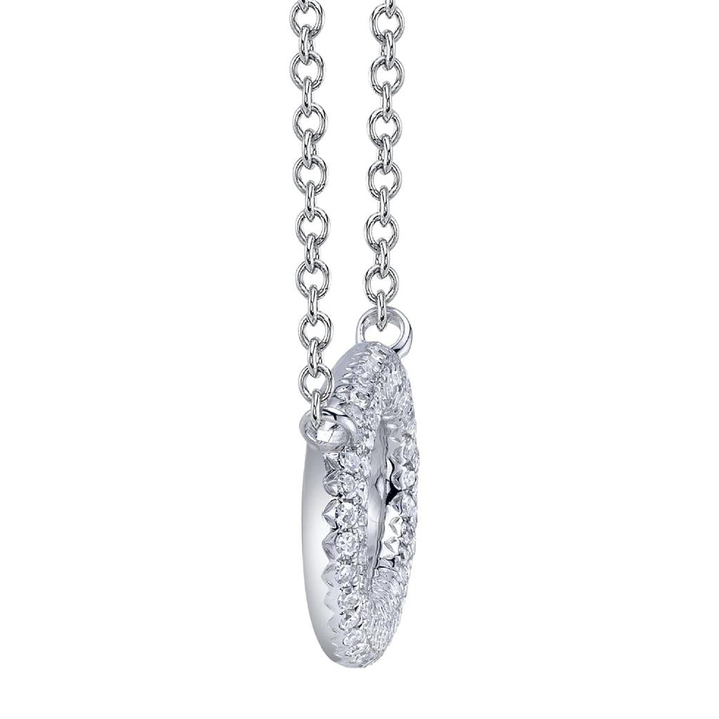 Shy Creation 14K White Gold Diamond Pave Oval Necklace SC55024586