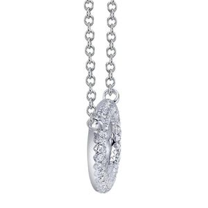 Shy Creation 14K White Gold Diamond Pave Oval Necklace SC55024586