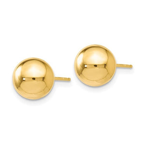 14K Yellow Gold 8mm Ball Stud Earrings 19Z