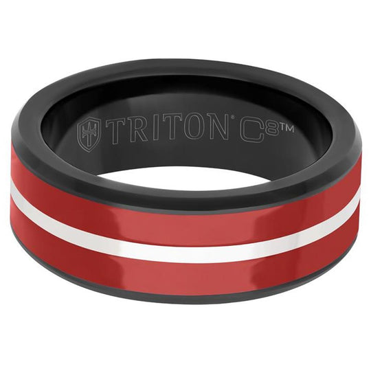 Frederick Goldman Tungsten Carbide and Red Ceramic Wedding Band 11-6256BCER8-G.00