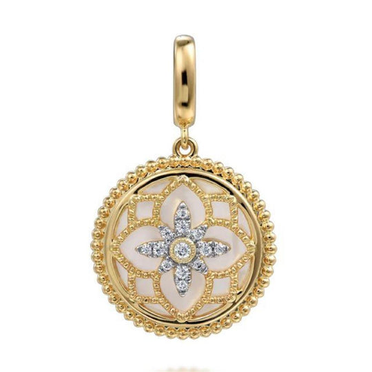Gabriel & Co 14K Yellow Gold Mother of Pearl Diamond Medallion PT6615Y45WM