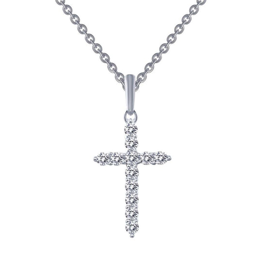 Lafonn Sterling Silver Platinum Plated Simulated Diamond Cross Necklace P0165CLP18