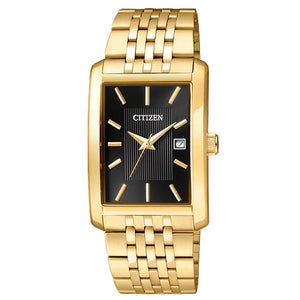 Citizen Gents Gold Tone Quartz Black Dial Watch BH1673-50E