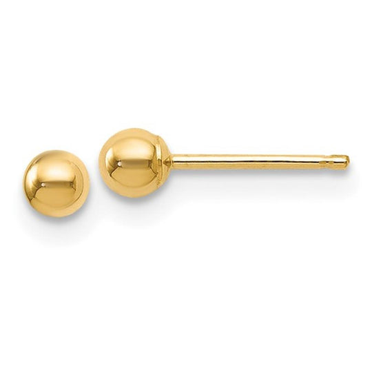 14K Yellow Gold 3mm Ball Stud Earrings 14Z