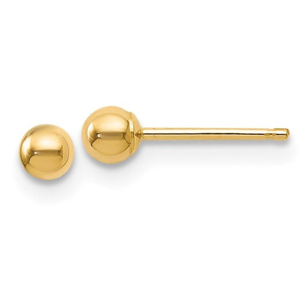 14K Yellow Gold 3mm Ball Stud Earrings 14Z