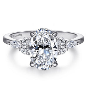 Gabriel 14KW Diamond Cluster Engagement Ring ER16125O4W44JJ