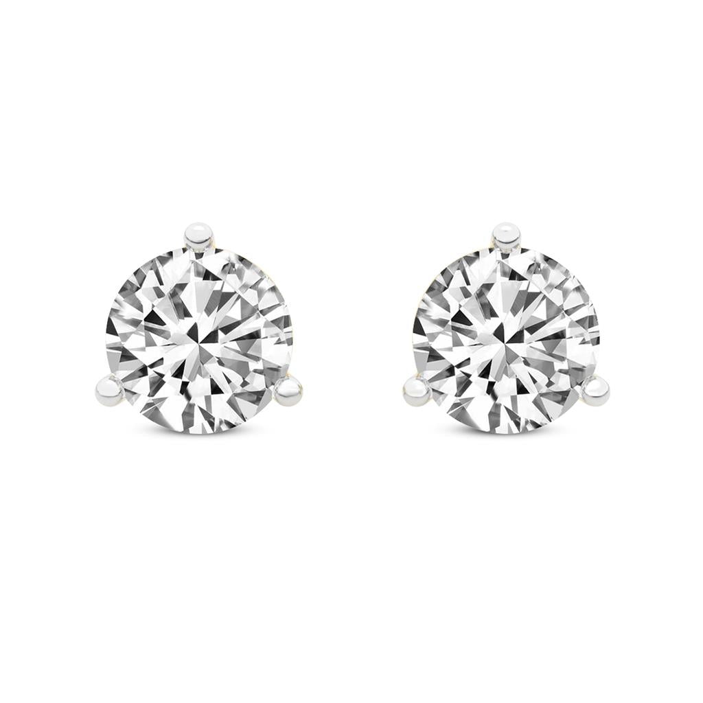 14K White Gold 3 Prong 1/2ctw Diamond Studs 1/2 Stud3
