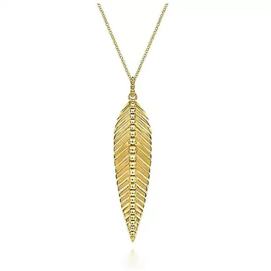 Gabriel & Co 14K Yellow Gold Bujukan Leaf Pendant Necklace NK6764Y4JJJ