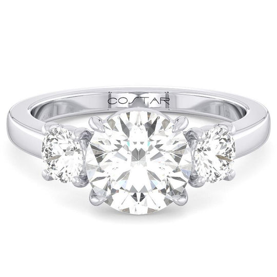 14K White Gold Three Stone Diamond Engagement Ring R15063WRD150