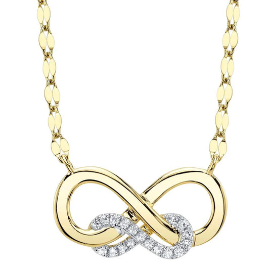 Shy Creation 14K Yellow Gold Diamond Infinity Sparkle Chain Necklace SC55029128RD