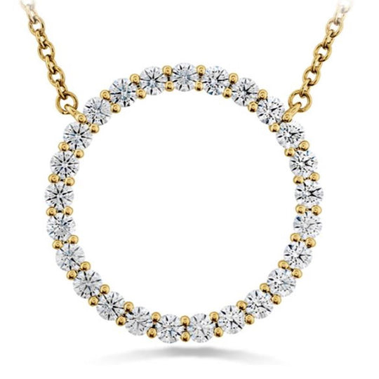 Hearts on Fire 18K Yellow Gold Large Diamond Circle Pendant HFPSIGC00668Y