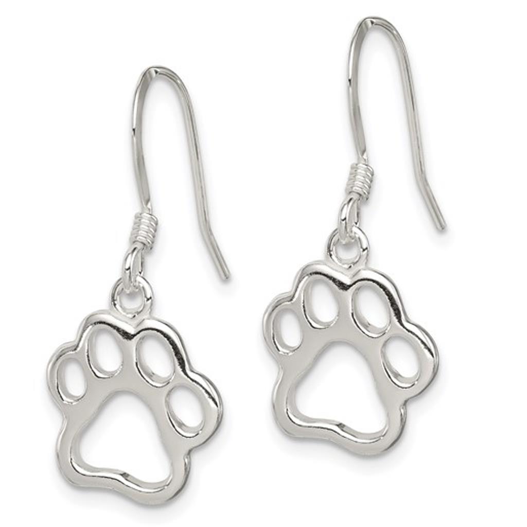 Sterling Silver Paw Print Earrings QE11945