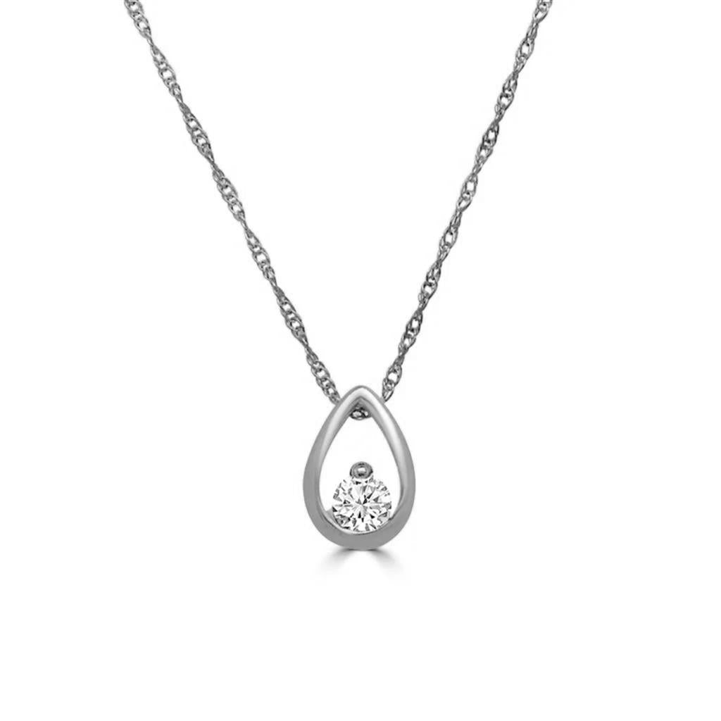 14K White Gold Teardrop Diamond Pendant Necklace SP010RP01-4W-LZQ