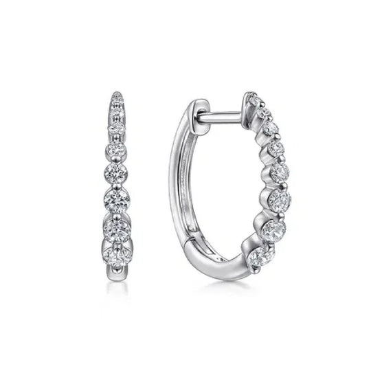 Gabriel & Co 14K White Gold Graduated Diamond Huggie Earrings EG13835W45JJ