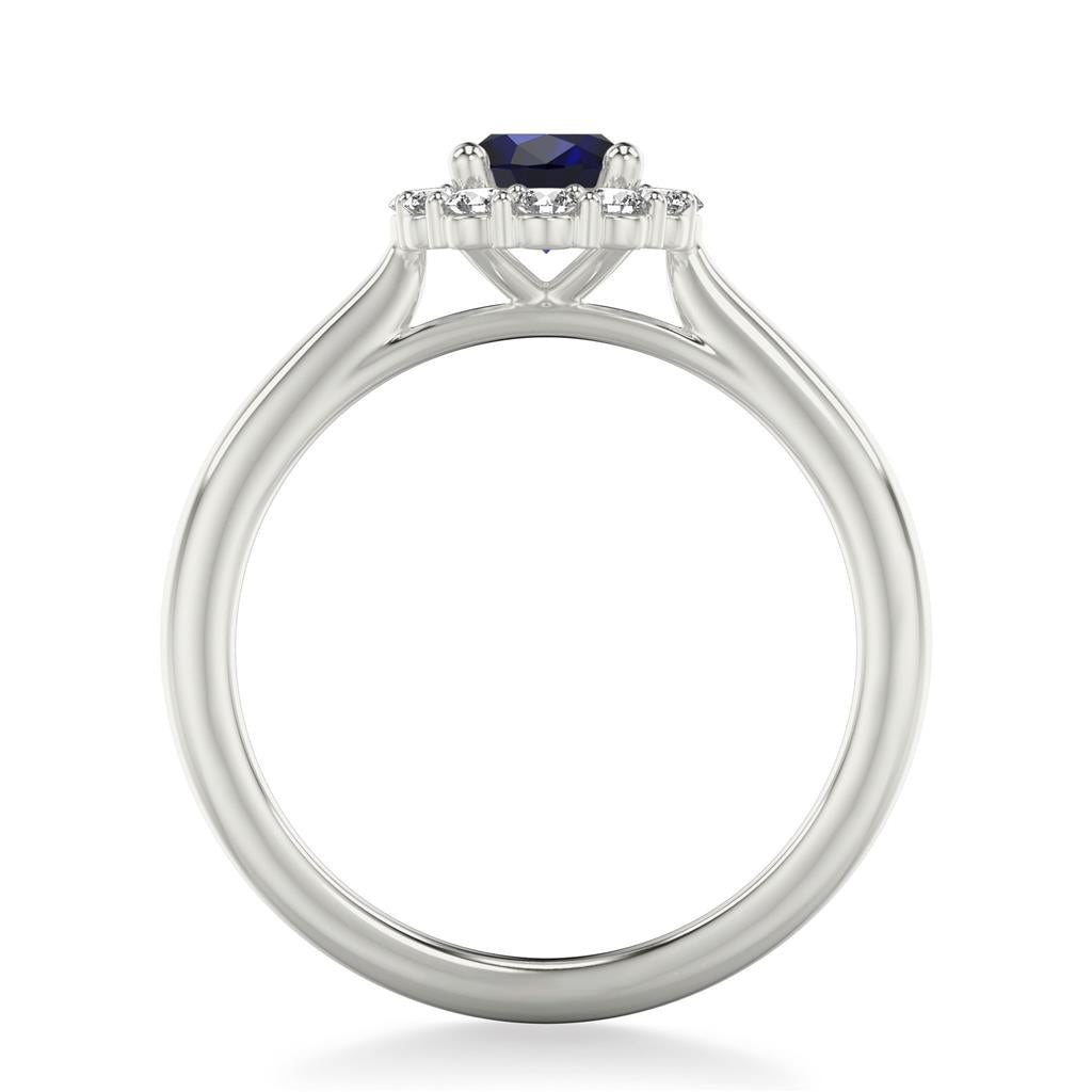 14KW Oval Blue Sapphire Diamond Halo Ring 31-V1041SEVW-E.00