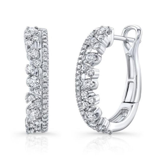 Uneek 14K White Gold Diamond Hoop Earrings ER7611SG