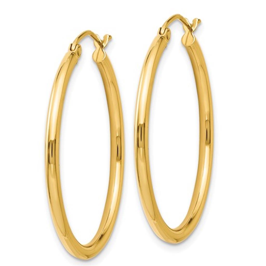 14K Yellow Gold Round Polished Hoops LE188