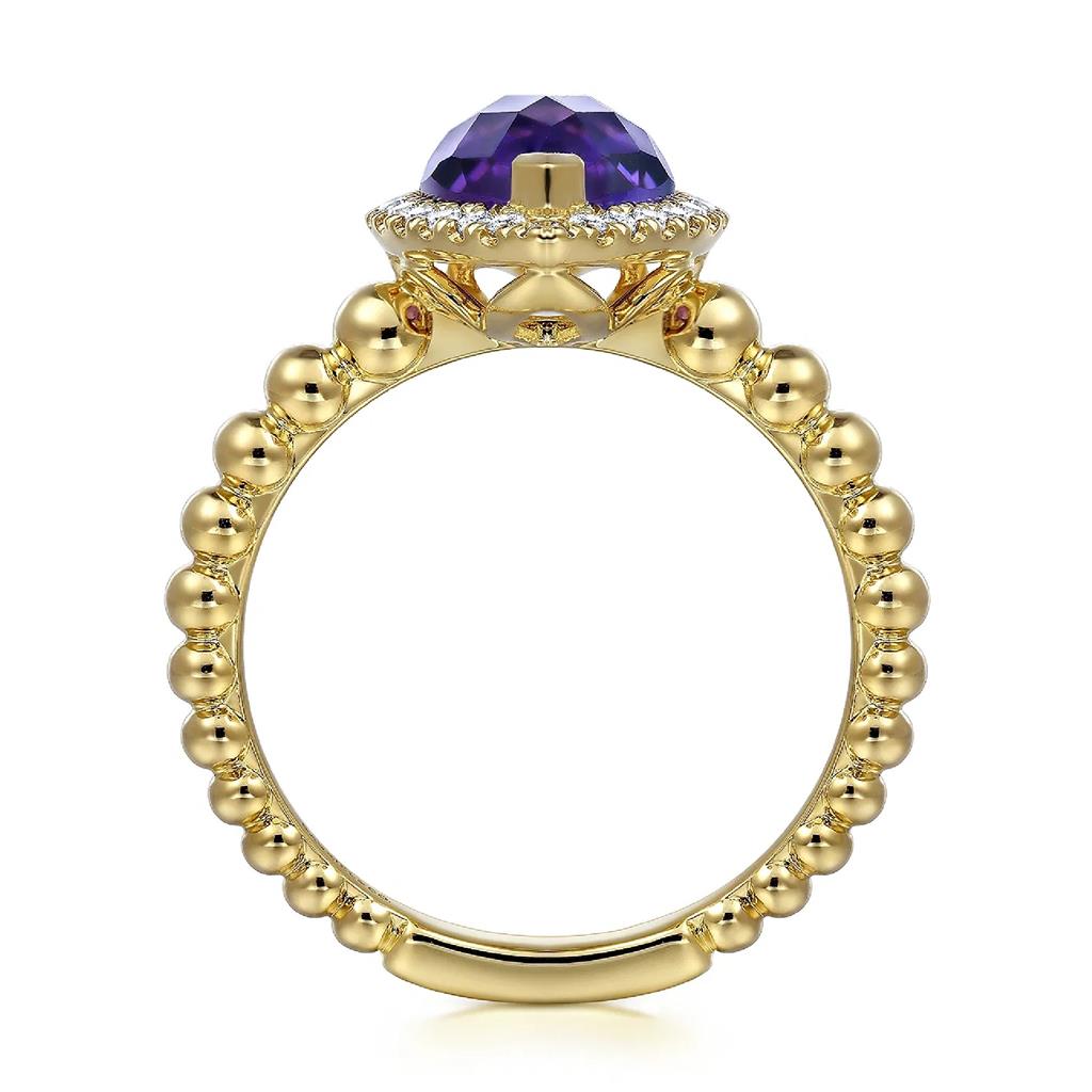 Gabriel & Co 14K Yellow Gold Diamond and Amethyst Fashion Ring LR52524Y45AM