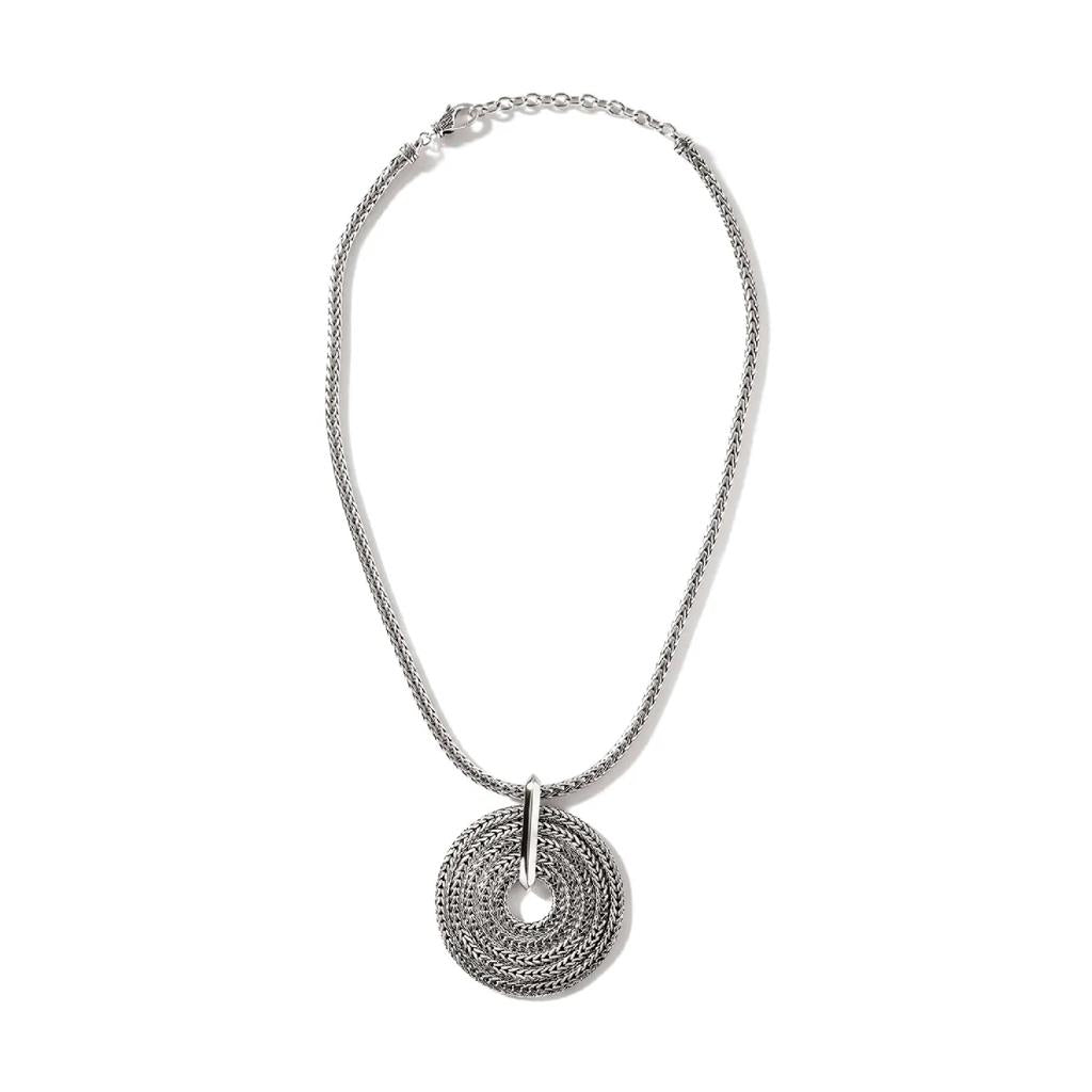 John Hardy Sterling Silver Classic Chain Round Pendant Necklace NB900970X16-18