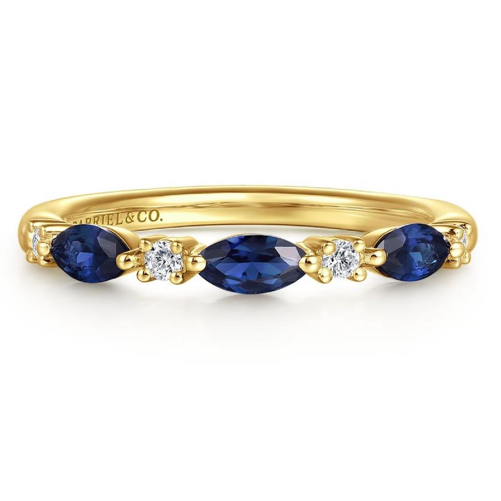 Gabriel & Co 14K Yellow Gold Marquise Sapphire and Diamond Band AN16474Y44SA