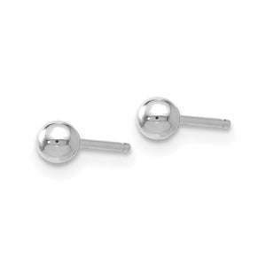 14K White Gold 3mm Ball Stud Earrings 20Z