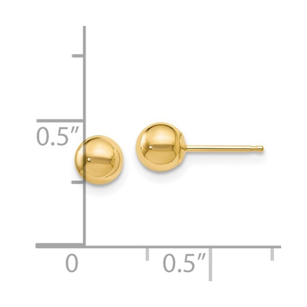 14K Yellow Gold 5mm Ball Stud Earrings 16Z