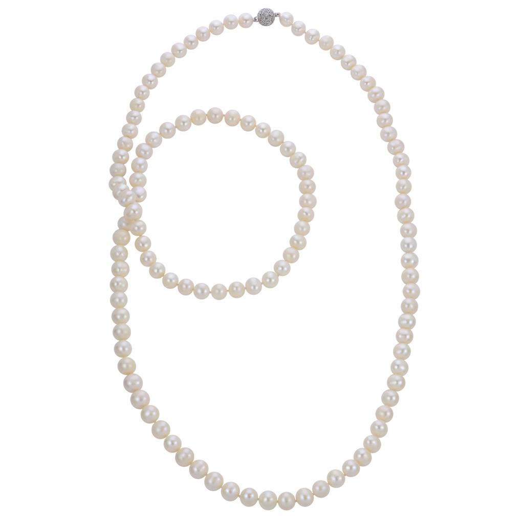 Sterling Silver Cultured Pearl Necklace 662951/WHT