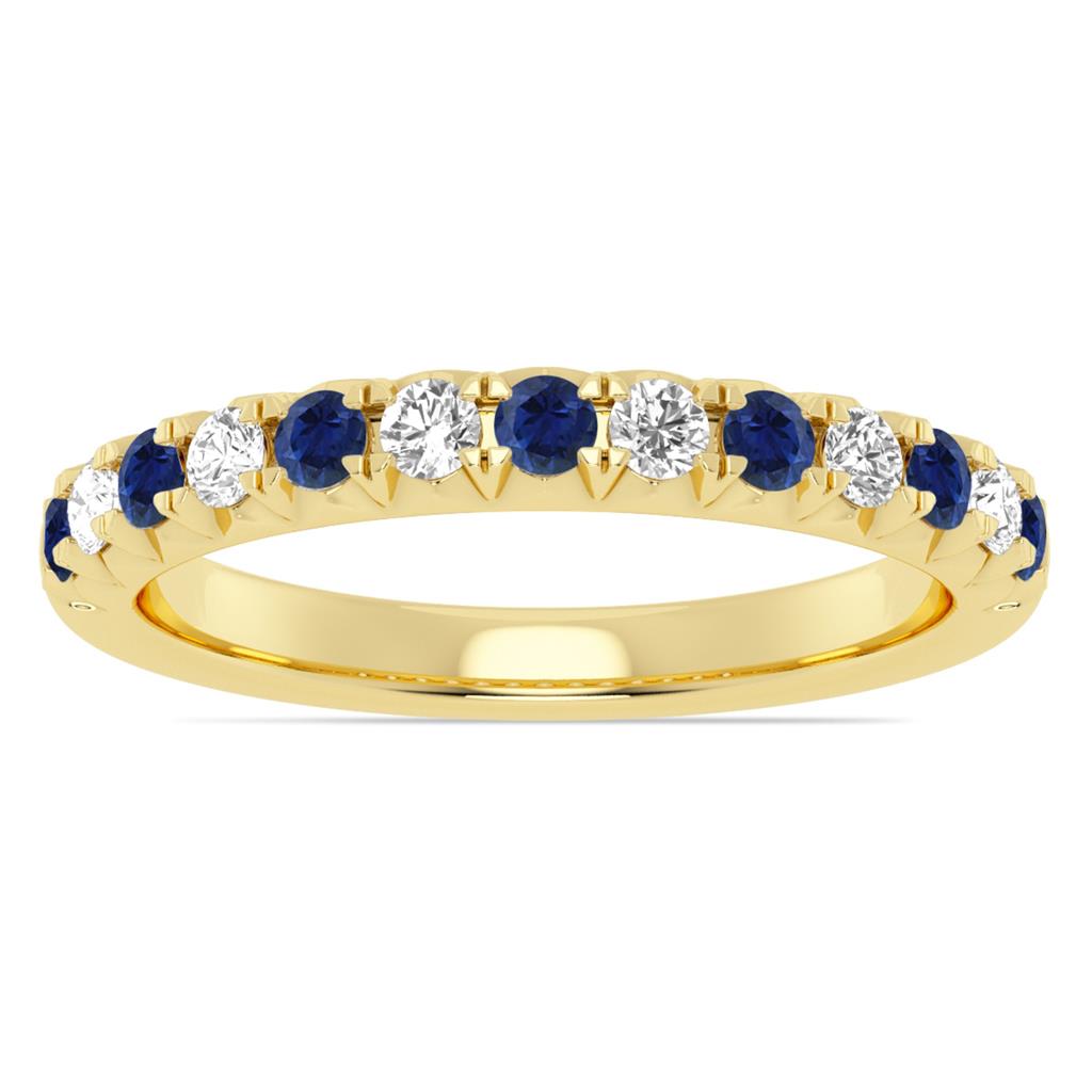14K Yellow Gold Alternating Blue Sapphire and Diamond Band 73313S-4Y-2.2