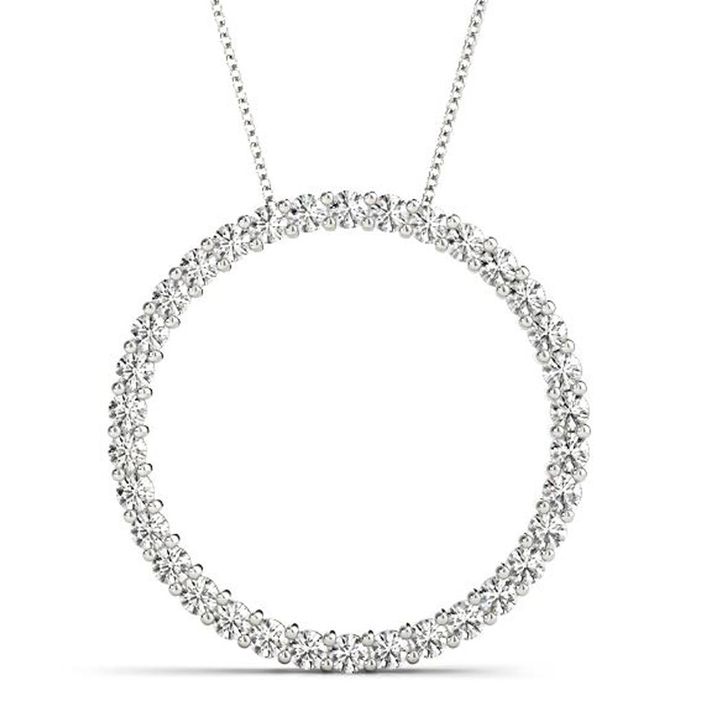 14K White 1ct Diamond Circle Pendant PCIRCLE-100-W