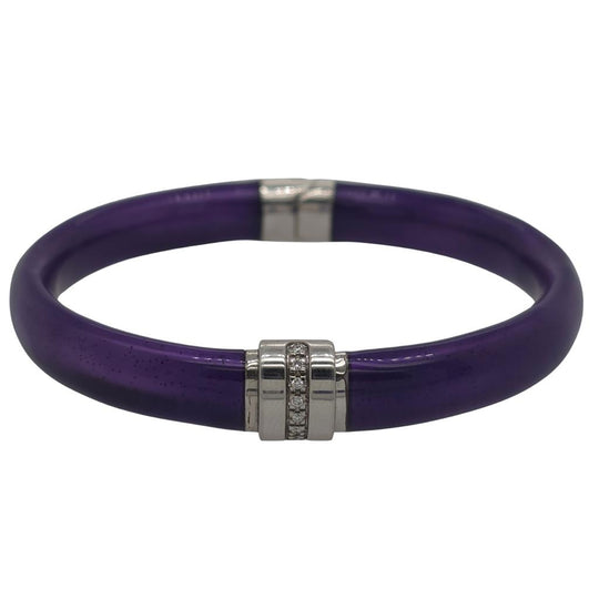 SOHO Sterling Silver Violet Itelian Enamel Diamond Bandle AB939MDLVIOLETA