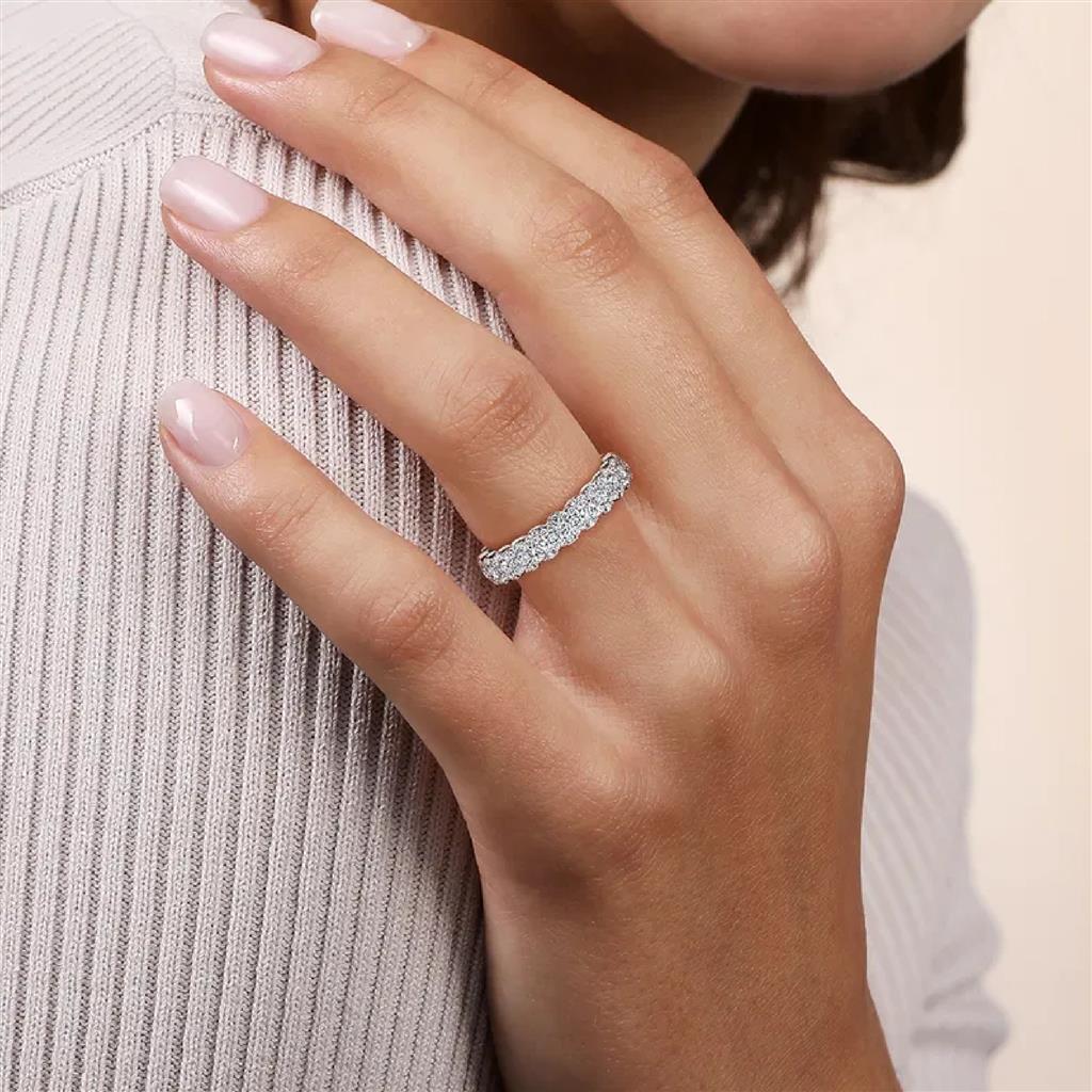 Gabriel & Co 14K White Gold Round Diamond Halo Anniversary Band AN14685W44JJ