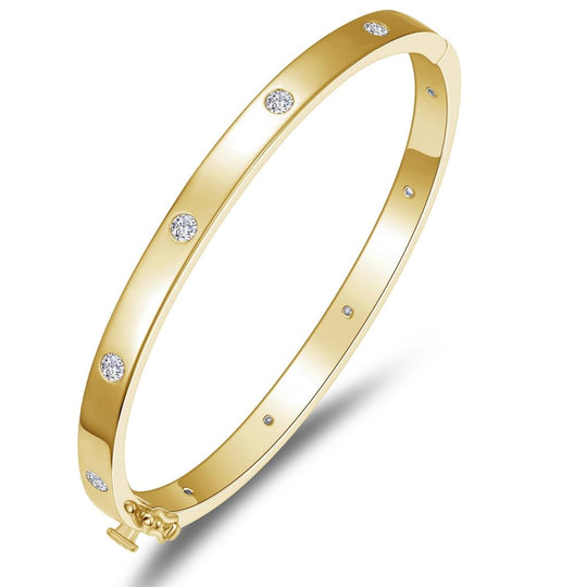 Lafonn Sterling Silver Gold Plated Invisible Set Simulated Dia Bangle B0177CLG72