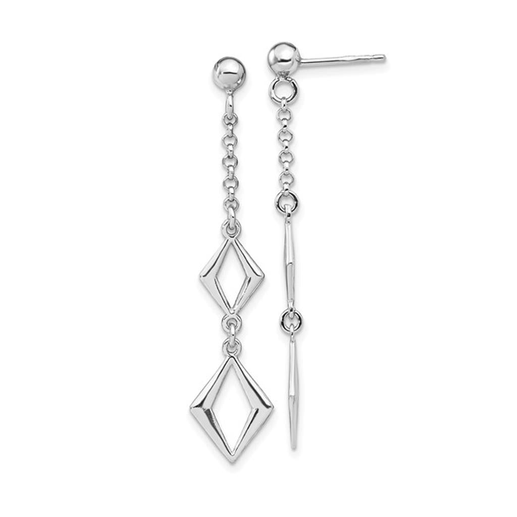 SS Rhodium Plated Drop Earrings QLE1318