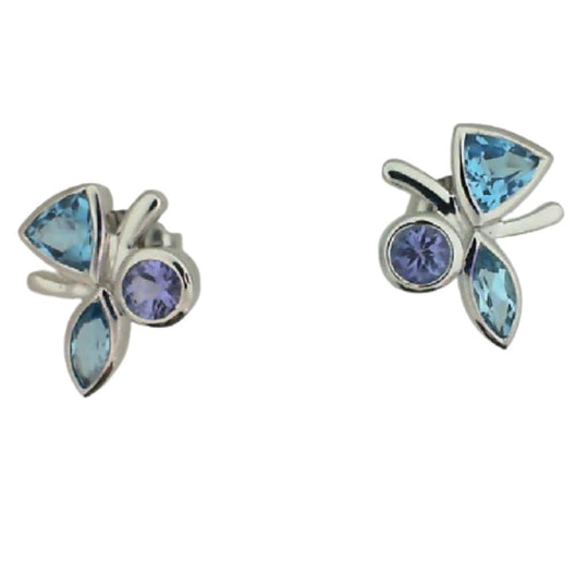 Joryel Vera Sterling Silver Blue Topaz and Tanzanite Studs E5539