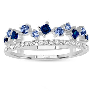 Uneek 14KW Diamond Blue Sapphire Ring LVBAD302WBS