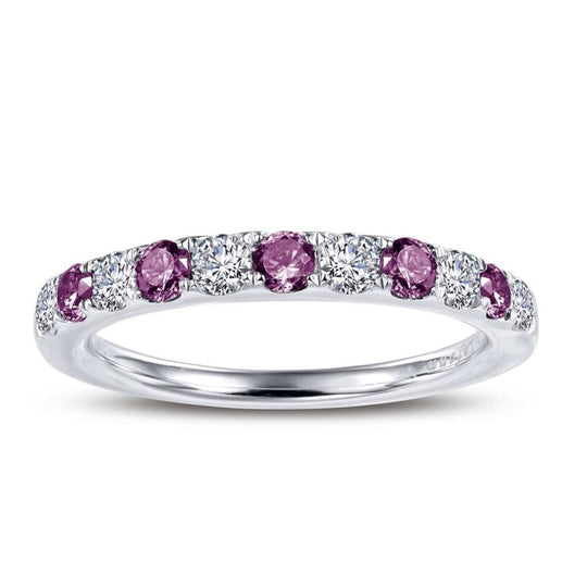 Lafonn Sterling Silver Platinum Plated Alternating Simulated Alexandrite Simulated Diamond Band BR004AXP07