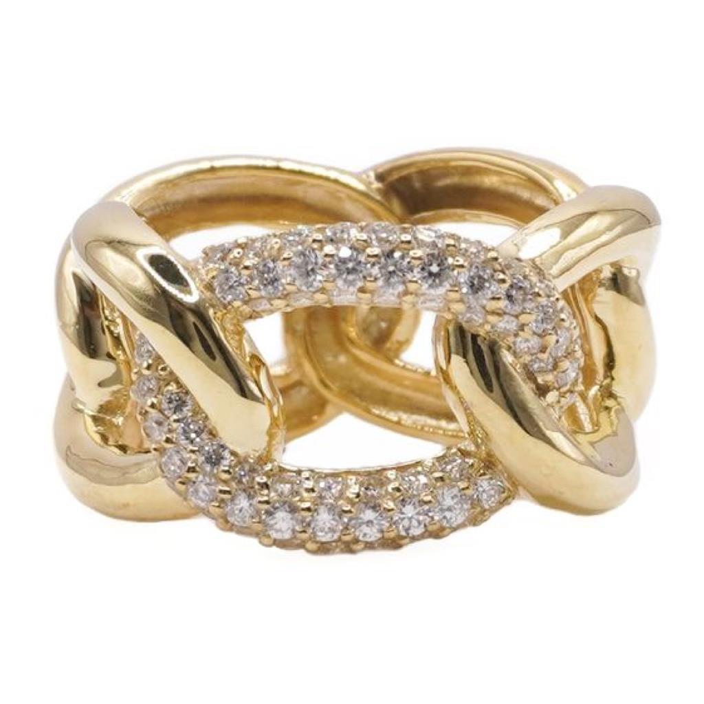 Raymond Mazza 14K Yellow Gold Interlocking Diamond Chain Link Ring RZ6362