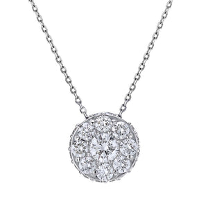 CW Signature 18K White Gold Large Cluster Diamond Pendant P0328