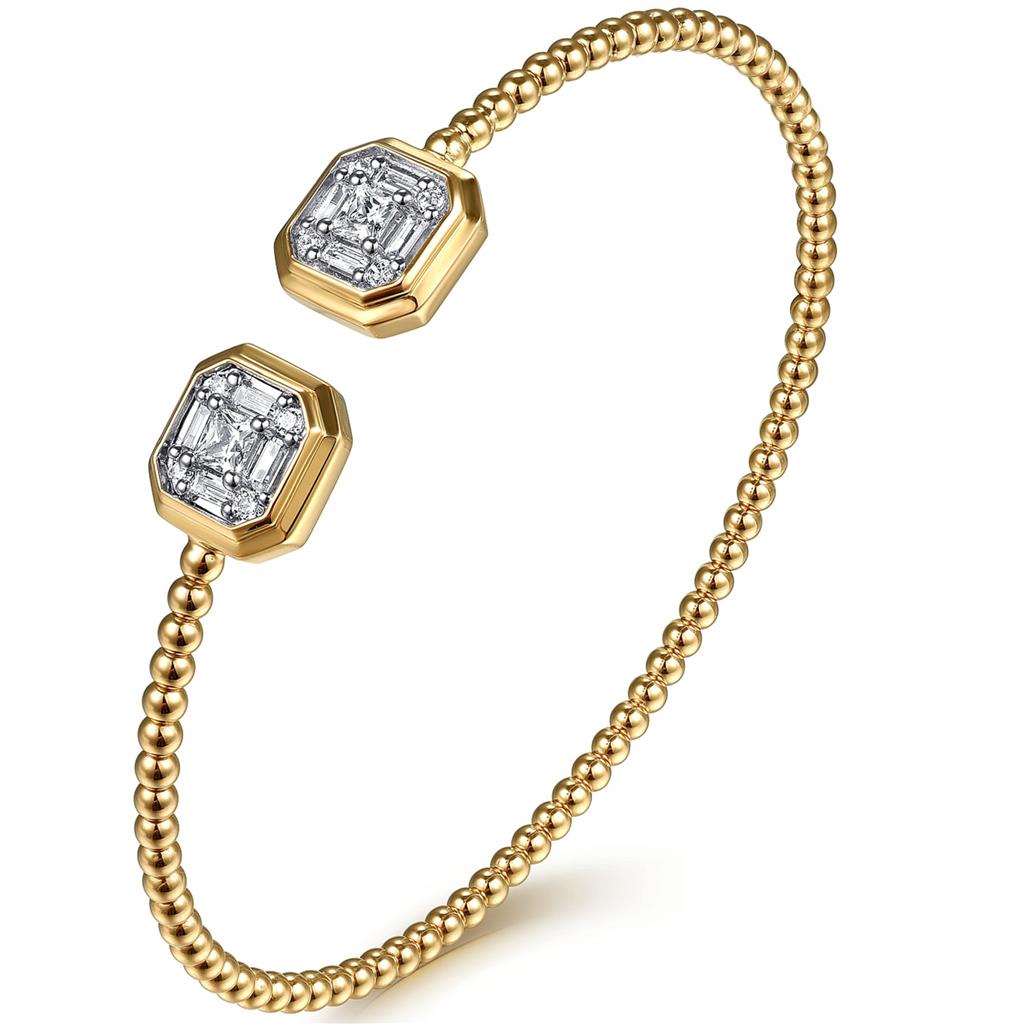 Gabriel & Co 14K Yellow Gold Bujukan Diamond Split Bangle BG5049-62Y44JJ