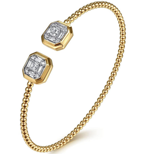 Gabriel & Co 14K Yellow Gold Bujukan Diamond Split Bangle BG5049-62Y44JJ