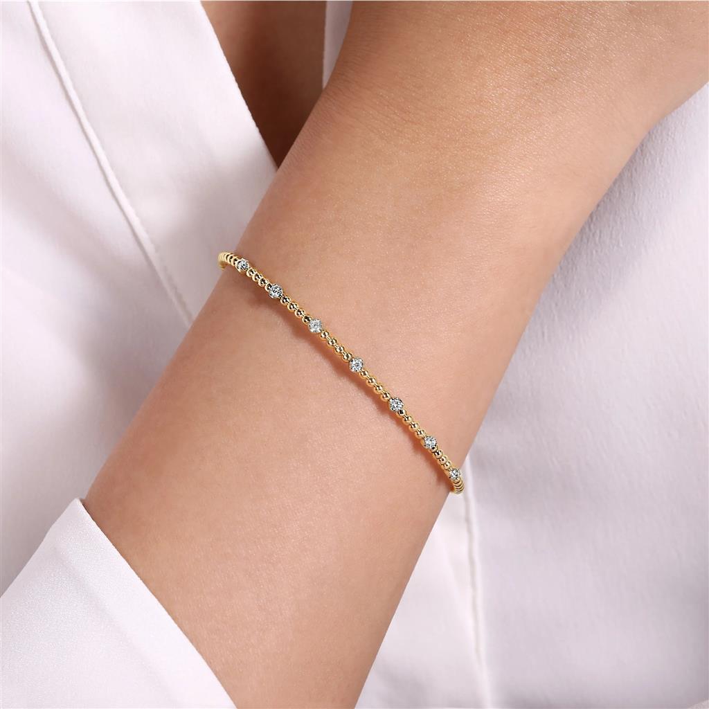 Gabriel & Co 14K Yellow Gold Bujukan Diamond Stations Bangle BG4436-62M45JJ