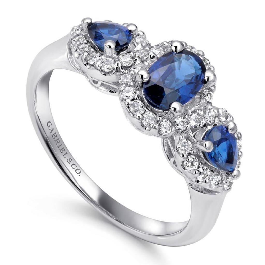 Gabriel 14KW Sapphire 3 Stone Ring LR50333W45SA