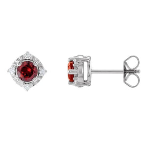 Sterling Silver Garnet Diamond Accented Studs 653713:103:P