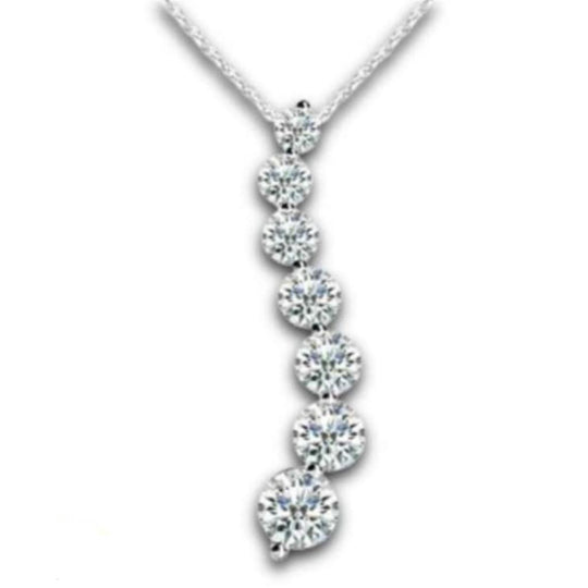 14K White Gold 7 Stone Diamond Journey Necklace PJ-100-W